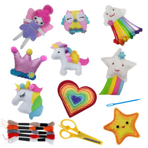 9/5Pcs DIY Sewing Kit Creative Kids Sewing Kits Crafts Set Educational DIY Felt Crafts Beginner Sewing Kit Felt DIY Toy Sets