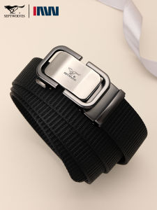 เข็มขัดผู้ชาย Septwolves หนังแท้ หัวเข็มขัดอัตโนมัติ ผ้าใบ ทรงธุรกิจ เข็มขัดหนังแท้สำหรับใส่กับกางเกงยีนส์ เข็มขัดผู้ชาย