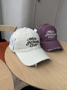 Washed Cotton Baseball Cap Korean Style Embroidered Letter Wide Brim Hat Face Slimming Versatile Spring Summer Autumn Sun Protection