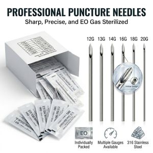 100-5pcs Piercing Needles Disposable 12G 14G 16G 18G 20G Sterile Ear Nose Septum Lip Sharp Hollow Body Piercing Needles Supplies