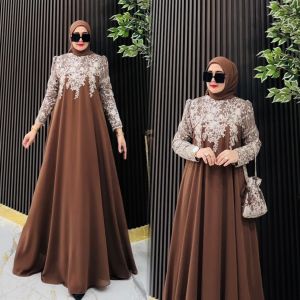 READY EVALIA Dress + Pasmina senada dengan bajunya dan Include FREE TAS dari bahan brukat )