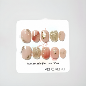 Fresh Short round Naked Shell Color HC Handmade Simple Elegant Daily Long-lasting Short Nails False Nails Wearable Nails