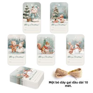 Bộ 50 Giáng Sinh Treo Thẻ Động Vật Người Tuyết Theo Chủ Đề Gói Quà Nhãn Đồ Trang Trí Thẻ Cây Giáng Sinh Trang Trí