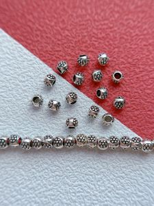 S925 Sterling Silver Accessories Sliver Beads Small Spacer Beads Peas Scattered Beads round Beads DIY Bracelet Braid Rope Ornament Accessories Material