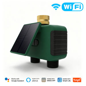 MOES | MOES Tuya WiFi Smart Solar Dual Zone Water Sprinkler Timer 2 Outlet Valve Controller APP Remote Voice Support Alexa Google Home