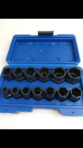 [READY STOCK] 13pcs 3/8" Broken / Damaged Bolt Nut Screw Remover Extractor Removal Set Threading Tools Kit