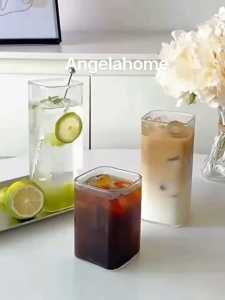 SG Stock】🔥 260ml / 400ml /500ml high borosilicate glass round square single-layer mugs matcha Milk coffee drinking cup