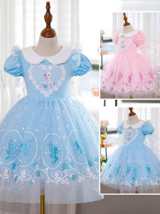 Princess Dress for Girls Summer New Style Baby Fashion Ice Queen Skirt Childrens Clothing Anneyol A-Line Short Sleeve Dress