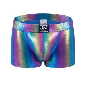 Jockmail New JM Spectrum Series High Reflective Imitation Leather Boxer Mens Underwear Boxer Shorts Swimming Trunks Stage Underwear