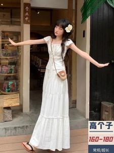 Pure White Summer Long Drapey Half Skirt Womens High Waist Loose Fit Korean Style Commute Cake Skirt Slimming Versatile