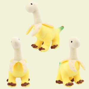 28cm Cute Peeled Banana Brontosaurus Plush Toy Soft Stuffed Dragon Animal Peeled Banana Brontosaurus Toy for Kids Birthday Gift