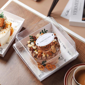 กล่องใส่เค้กกล่องบรรจุบาสก์ขนาด3/4/5นิ้วกล่องใส่ขนมอบมูสวันเกิดแบบใสใช้ครั้งเดียว