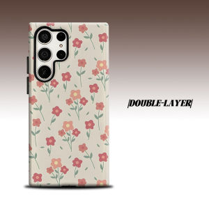 BILIBILI | Vintage Blush Simple Floral For Samsung Galaxy S26 S25 S24 A56 A36 Dual Layer Luxury Fashion Full Lens Protective Case