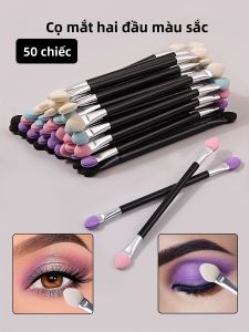50 CÁI Cọ Đánh Phấn Mắt Hai Đầu Có Tay Cầm Dài Dụng Cụ Bôi Phấn Dạng Bọt Biển Thời Trang Dành Cho Lông Mày Môi - Combo Dụng Cụ Trang Điểm Làm Đẹp