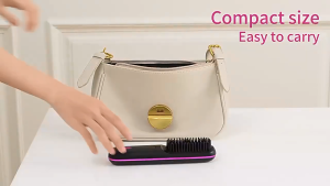 Cordless Hair Straightener Brush Wireless Ionic Frizz Control Fast Heating Portable Travel Styling Tool with LCD Display