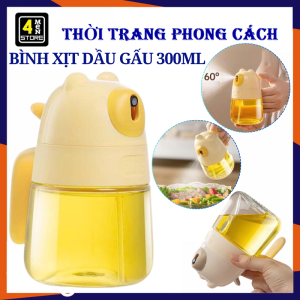 Chai Xịt Dầu Ăn Thủy Tinh Hình Gấu 300ml Cao Cấp - Bình Xịt Dầu Ăn Phun Sương Cho Nồi Chiên Không Dầu Tiện Lợi / Bình Đựng Dầu Ăn Nước Mắm Phun Sương Cực Mịn Đa Năng