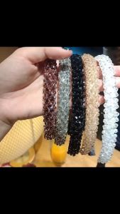 F4 Bando Korea 1.5cm Impor dengan Aksen Kristal Permata Rhinestone Aksesoris Rambut Pesta BTR004