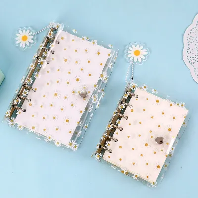 A7/A6 น่ารักDaisy Spiral Binder Notebook Agendaพร้อมกระเป๋าเก็บKawaiiโปร่งใสโรงเรียนไดอารี่สมุดบันทึกเครื่องเขียน