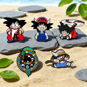 Bandai | Dragon Ball Anime Wukong Alloy Brooch Japanese Cartoon Character Metal Badge Creative Accessory for Clothing Decoration
