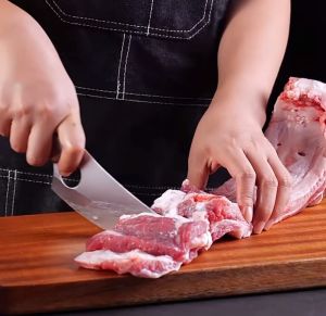 Hkaibang มีดแล่ พร้อมซองหนัง มีดและมีดทำครัว มีดสับ มีดหั่นหมู สแตนเลสคุณภาพดี เกรดพรีเมี่ยม เนื้อหนา แข็งแรง คม บริโณรกิจกรรม 18 ครั้ง บริษัทของเสริมสวย