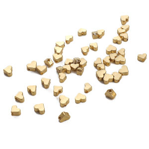 10pcs 14K Gold Plated Brass Copper Heart Loose Spacer Beads for DIY Earring Bracelet Necklace Making Jewelry Findings