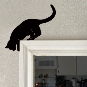 Cat Looking Down Door Topper Decoration – Wooden Over Door Lintel and Signs Ideal for Kitchen Organization Rustic Home Decor