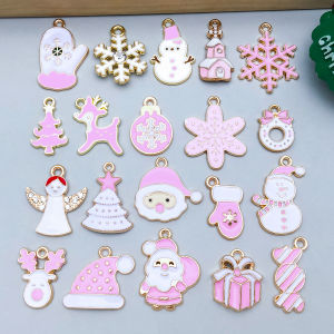 20pcs Alloy enamel powder white Christmas Pendant Jewelry Making DIY Keychain Earrings Charms for Jewelry Bracelets Necklace