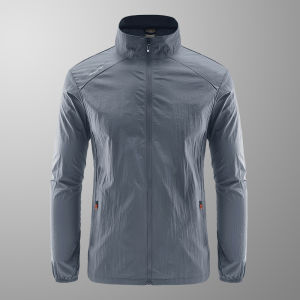 Áo Chống Nắng Lụa Băng Mùa Hè Mỏng Cổ Đứng Chống Thấm Nước Thoáng Khí Cho Nam Đi Câu Cá Ngoài Trời Nhanh Khô