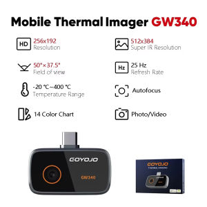 GOYOJO GW340 Thermal Camera for IOS/Android/Tablet 512x384 Super IR Resolution Type-C Home Inspection HVAC Inspection Camera