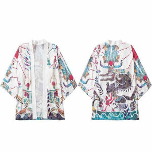 ZENJIRO Nam Mùa Hè Áo Sơ Mi Ngắn Tay In Hình Phong Cách Harajuku Retro Cardigan Xu Hướng Quốc Gia Nhật Bản Thời Trang