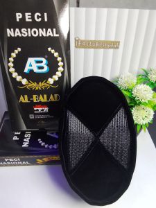 PECI SONGKOK KOPIAH HITAM AL BALAD SUPER PREMIUM AC SILANG(X) KOPIAH PRIA ANAK DEWASA NO 3-9 TINGGI 9-11 CM