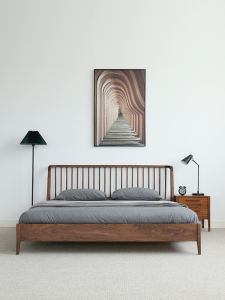 QINGMUTANG | Solid Wooden Bed in Black Walnut Japanese & Modern Style