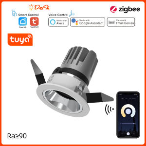 Tuya Smart LED Downlight Zigbee LED Light COB Recessed Ceiling Spot Light 2700K-6500K Dimmable 7W/12W/20W 100-265V Indoor Lighting Living Room Bedroom Background Lamp Works with Zigbee Hub
