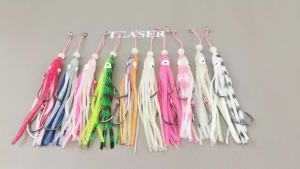 TEASER 5PCS/BAG L/S Luminous Biomimetic Squid Skin Double-Hook High-Carbon Steel Plate Boat Fishing Slow-Shaking Iron Plate Hook