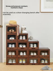 NALANDUOHAO | Real Wood Large Capacity Drawers Moisture-Proof No Assembly Entryway Shoe Cabinet