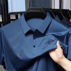 Ice Silk Loose Fit Casual Short Sleeve Polo Shirt for Men Breathable Summer T-Shirt Half Sleeve Upper Apparel Business Casual
