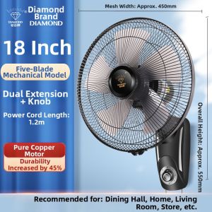 ZUANSHIPAI | Wall-Mounted Oscillating Fan 16 Inch