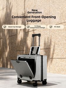 MANLVSHI | Front Opening Aluminum Frame Luggage Carry-on