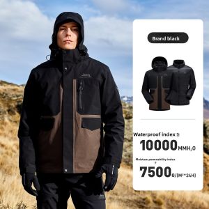 Jeep | JeepRDS Mens Three-in-One Down Jacket Outdoor Waterproof Hiking Clothing Autumn Winter Graphene Warmth Outerwear