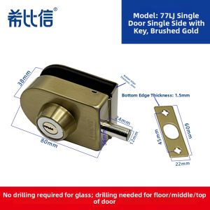 Drill-free Glass Door Lock Stainless Steel