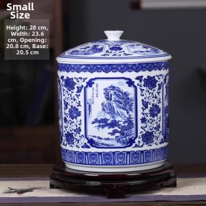 Large Blue and White Porcelain Tea Storage Jar