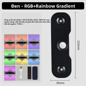 Đèn LED RGB Cảm Biến Chuyển Động Gắn Tường Sạc Từ Tính USB Đèn Ngủ Cảm Ứng Điều Chỉnh Độ Sáng Trang Trí Không Gian Tủ Cầu Thang