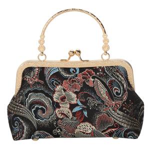 Elegant Mini Chinese Style Cheongsam Hanfu Evening Bag Tri-Use High Quality Handbag Soft Satin Material Floral Pattern