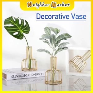 Nordic Golden Vase Living Room Dining Table Ornaments Artificial Flower Dried Flowers Decor