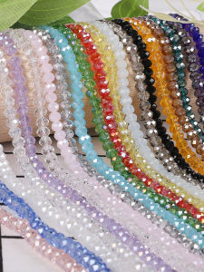 ลูกปัดแก้วคริสตัลกระจก DIY ลูกปัดล้อแบบแบนสำหรับทำเครื่องประดับสร้อยข้อมือ DIY ลูกปัดกระจกสำหรับเด็ก