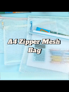 【5 Pcs】 A4 Zipper Mesh File Bag/Paper Storage/Bill Receipt Storage/Office Documents Storage/Paper Organizer