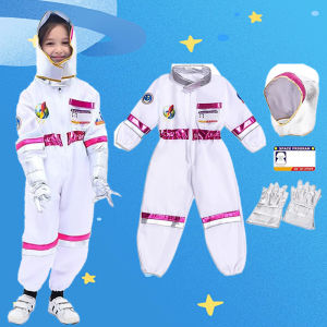 Toddler Kids Astronaut Costume Spacesuit for Boys Girls Halloween Cosplay Party Jumpsuit School Play Role Play Set Astronaut Outfit with Helmet Gloves