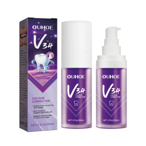 Ouhoe V34 Colour Corrector Toothpaste Teeth Whitening Purple Fresh Breath Brightening Plaque Stain Removal Clean Oral Hygiene Remove Yellow Teeth Toothpaste Teeth Care 30ml