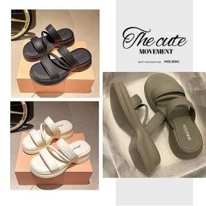 QDshop จัดส่งจากไทย รองเท้าแตะลำลองแฟชั่น เสริมพื้นหนา ใส่สบายไม่หนักเท้า รองรับน้ำหนักเท้าได้ดีเลย สีมินิมอล ไม่แต่งลวดลาย ชอบรีบกดตุ่มน้าาา