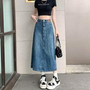 [Beevalue] Rok Denim Panjang Midi Wanita Highwaist Premium | Rok Jeans Panjang Midi Wanita Korea | Rok Denim Kasual | Skirt Midi Jeans (617)